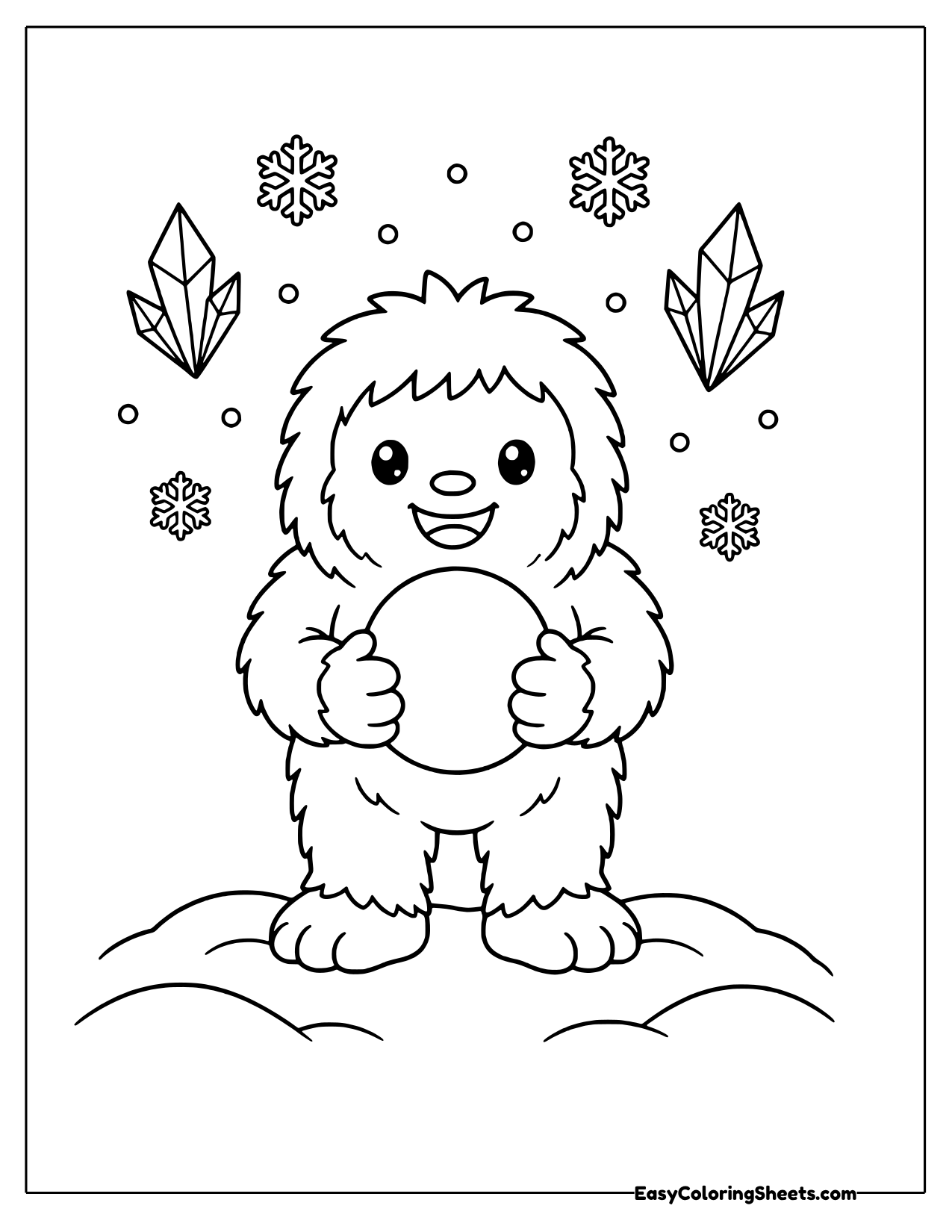 Yeti holding a snowball