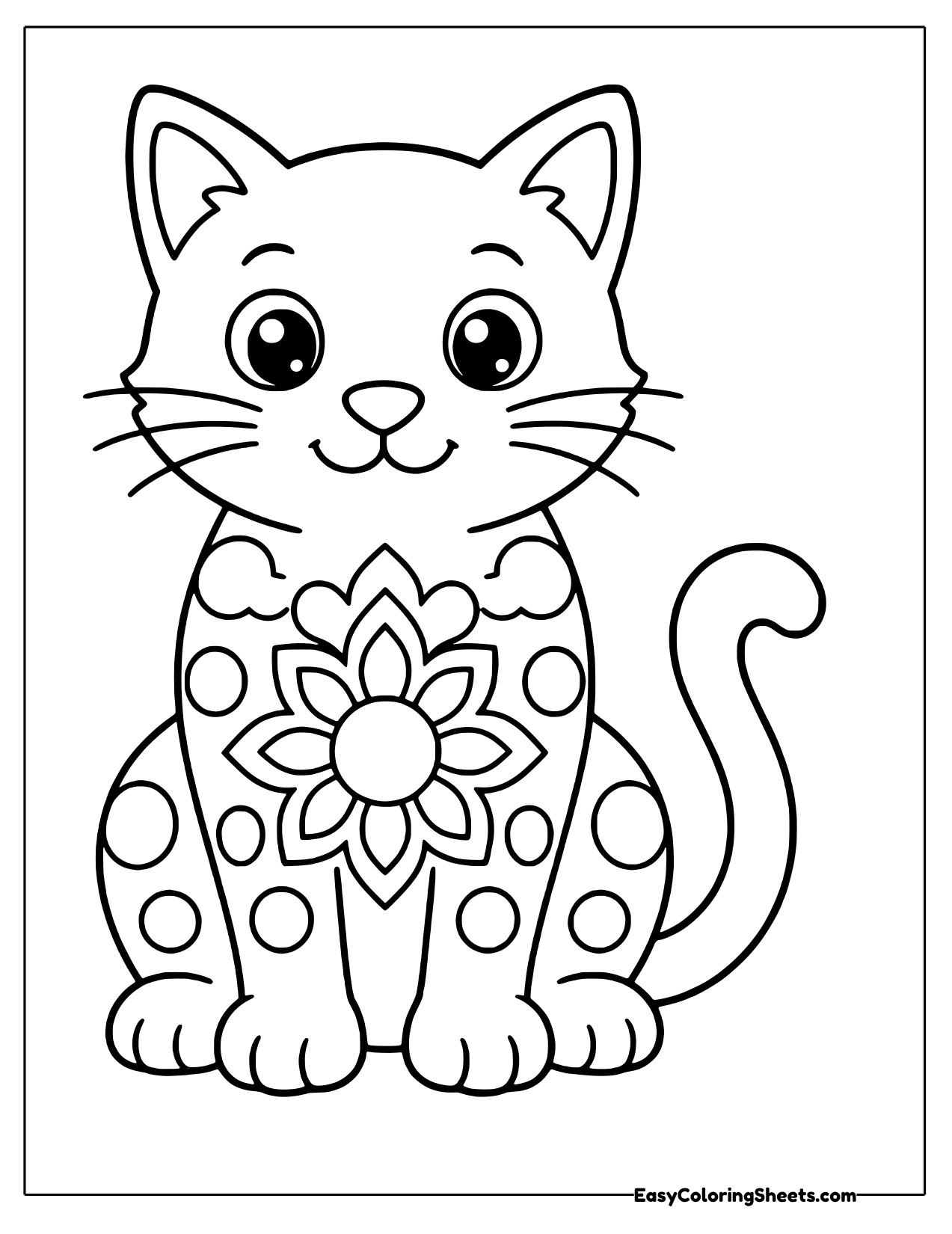 Kitten decorated with a flower pattern