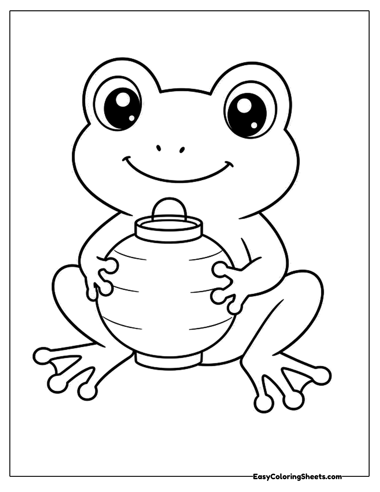 Frog holding a round paper lantern