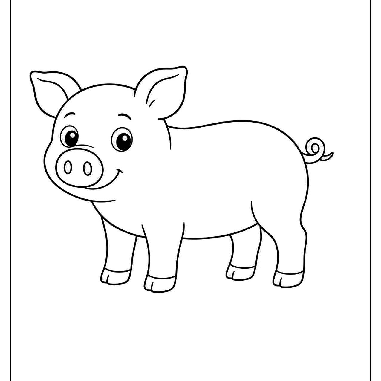 Cute baby pig standing in side view