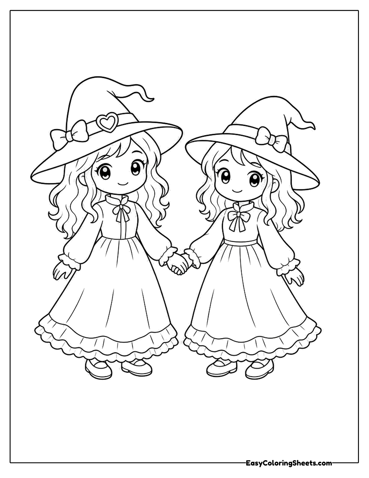 Two witch girls holding hands