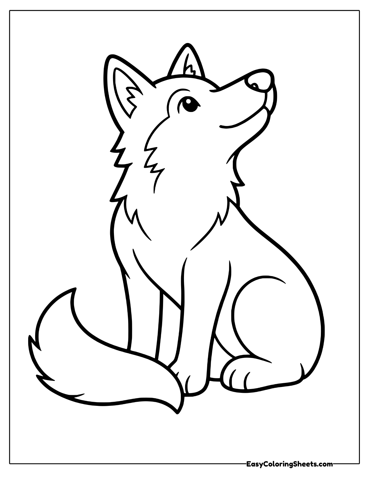 Easy chunky wolf with bold outlines