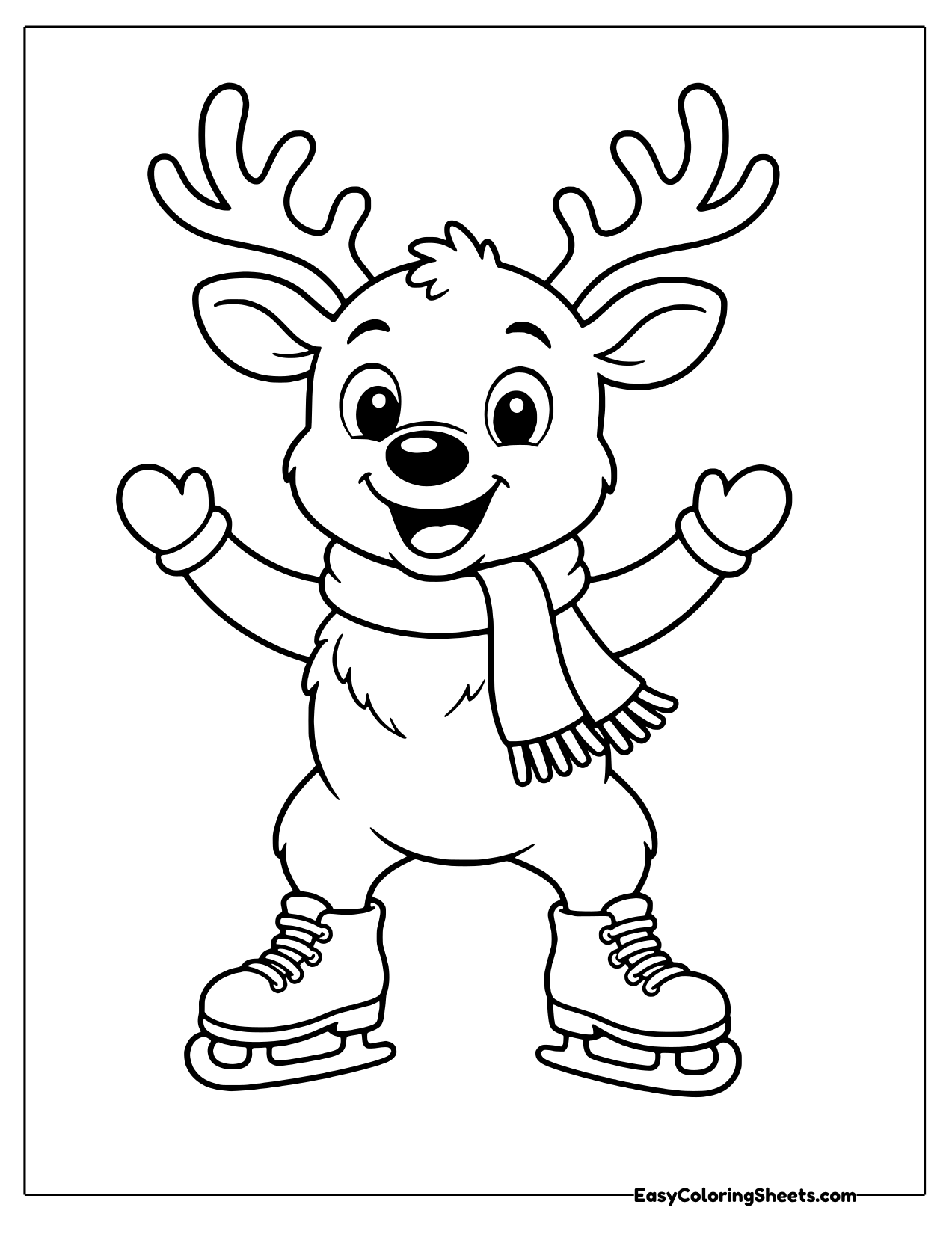 Reindeer ice skating in a scarf