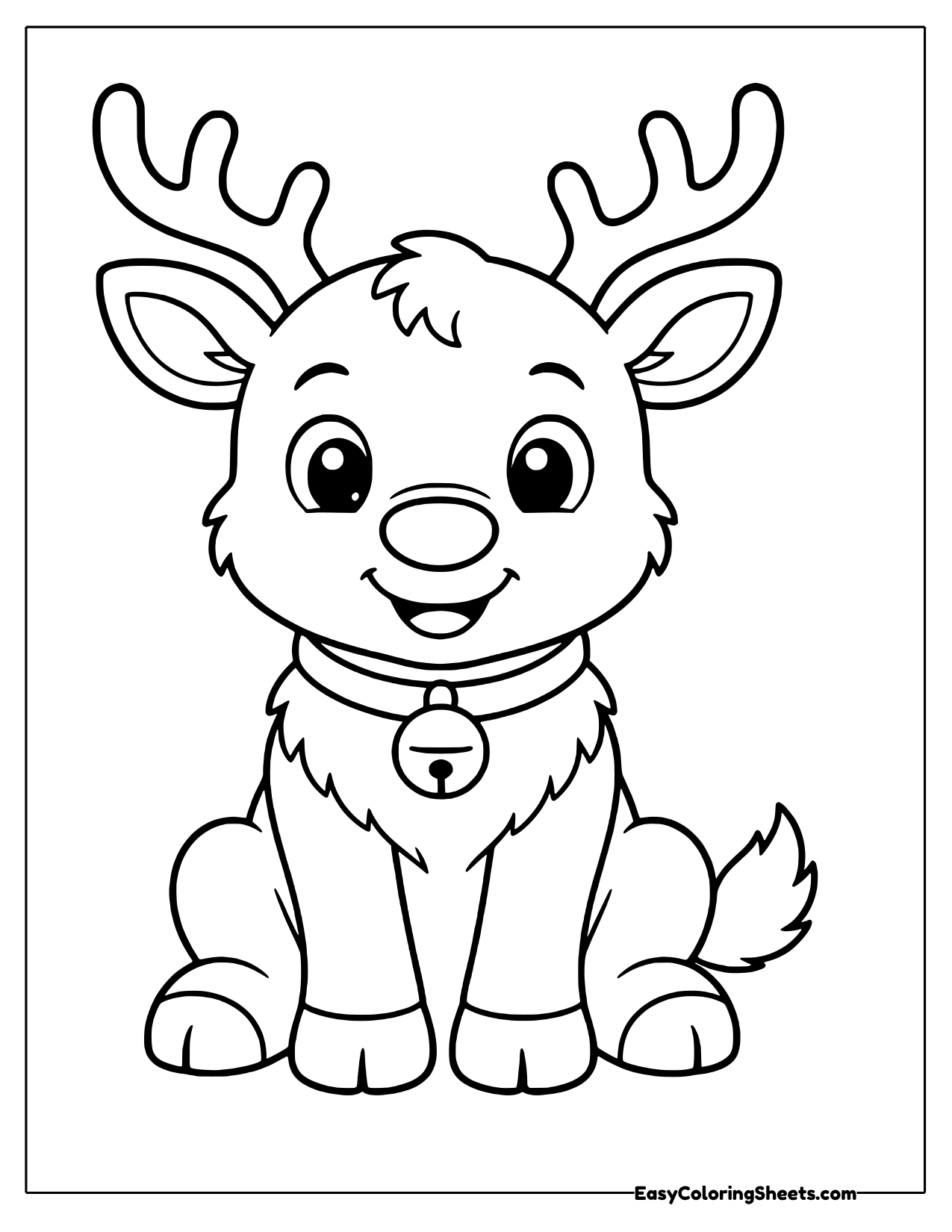 Sitting reindeer with a bell collar