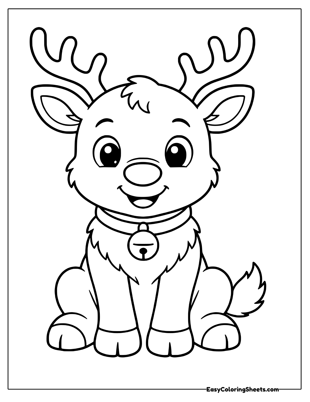 Sitting reindeer with a bell collar