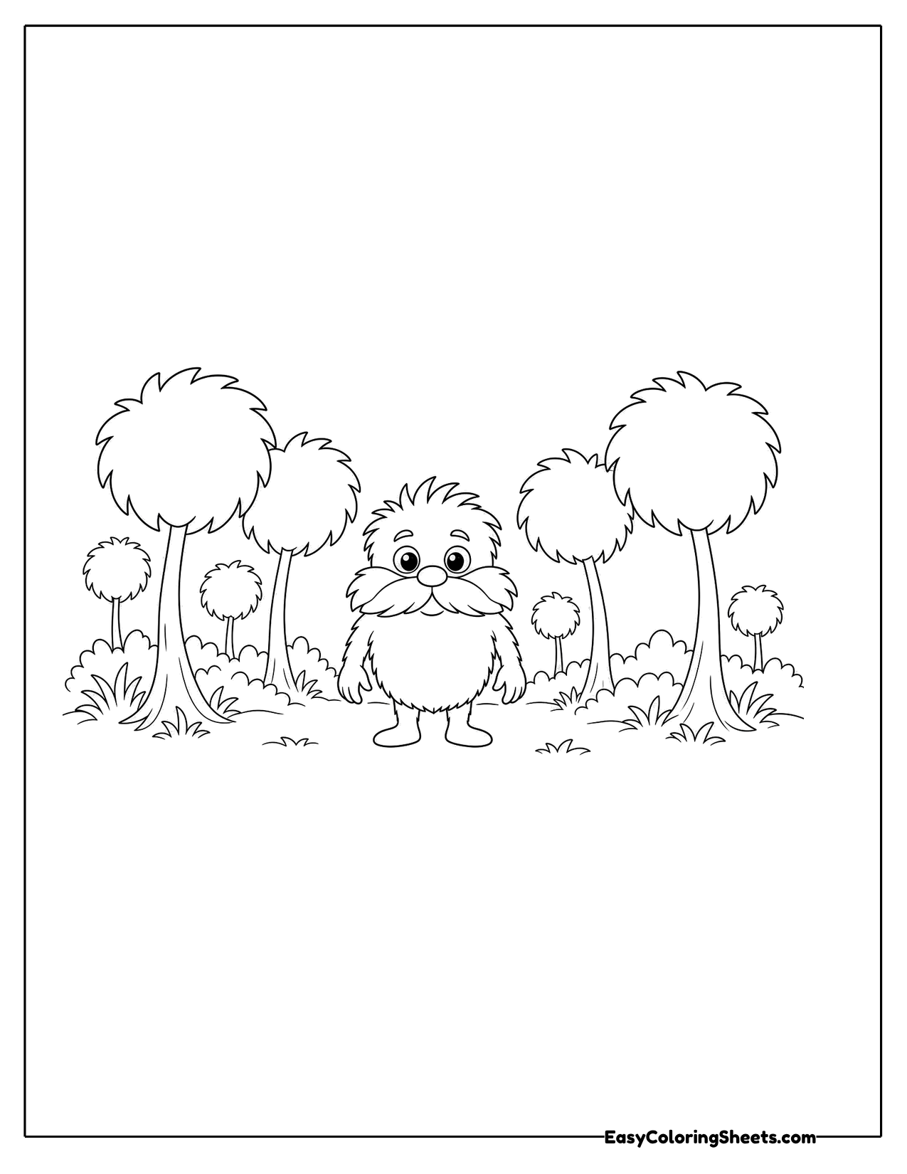 Tiny furry creature among puffball trees
