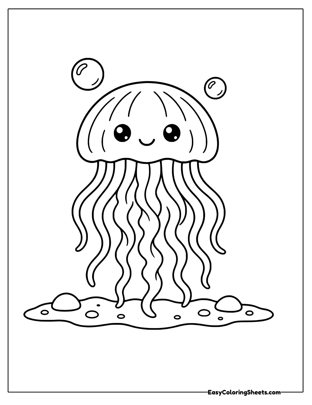 Jellyfish with long tentacles reaching the seabed