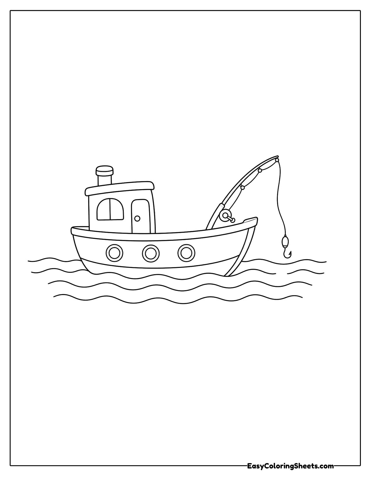Fishing boat with a rod over the water