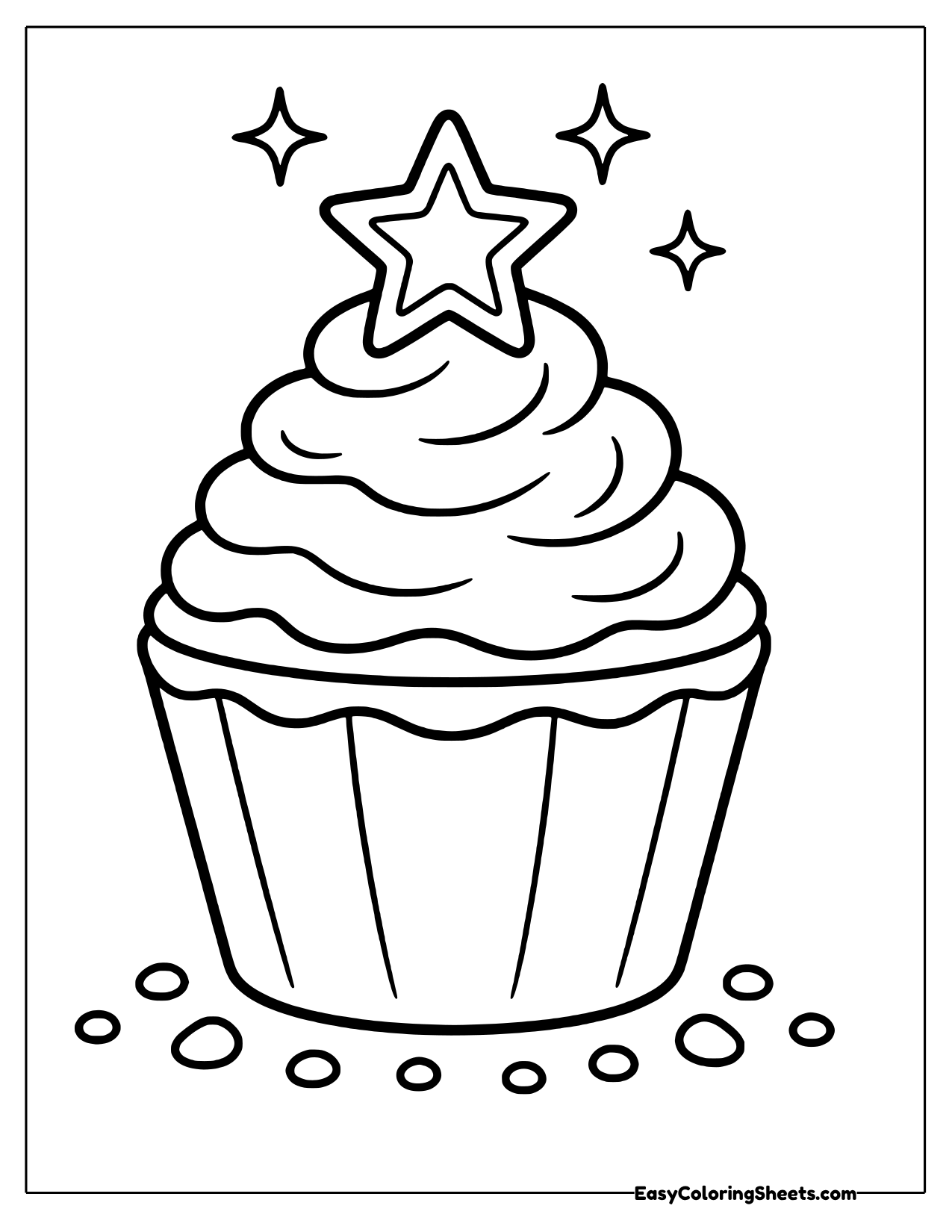 Tall cupcake with swirled frosting and a star