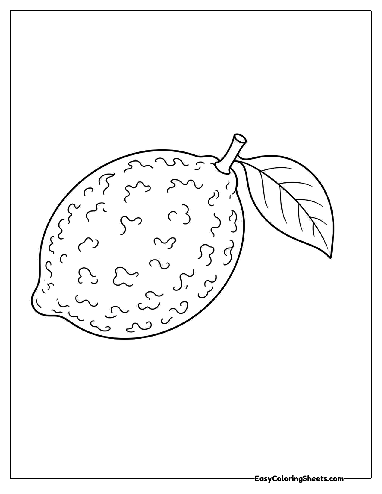 Bumpy lemon with a single leaf