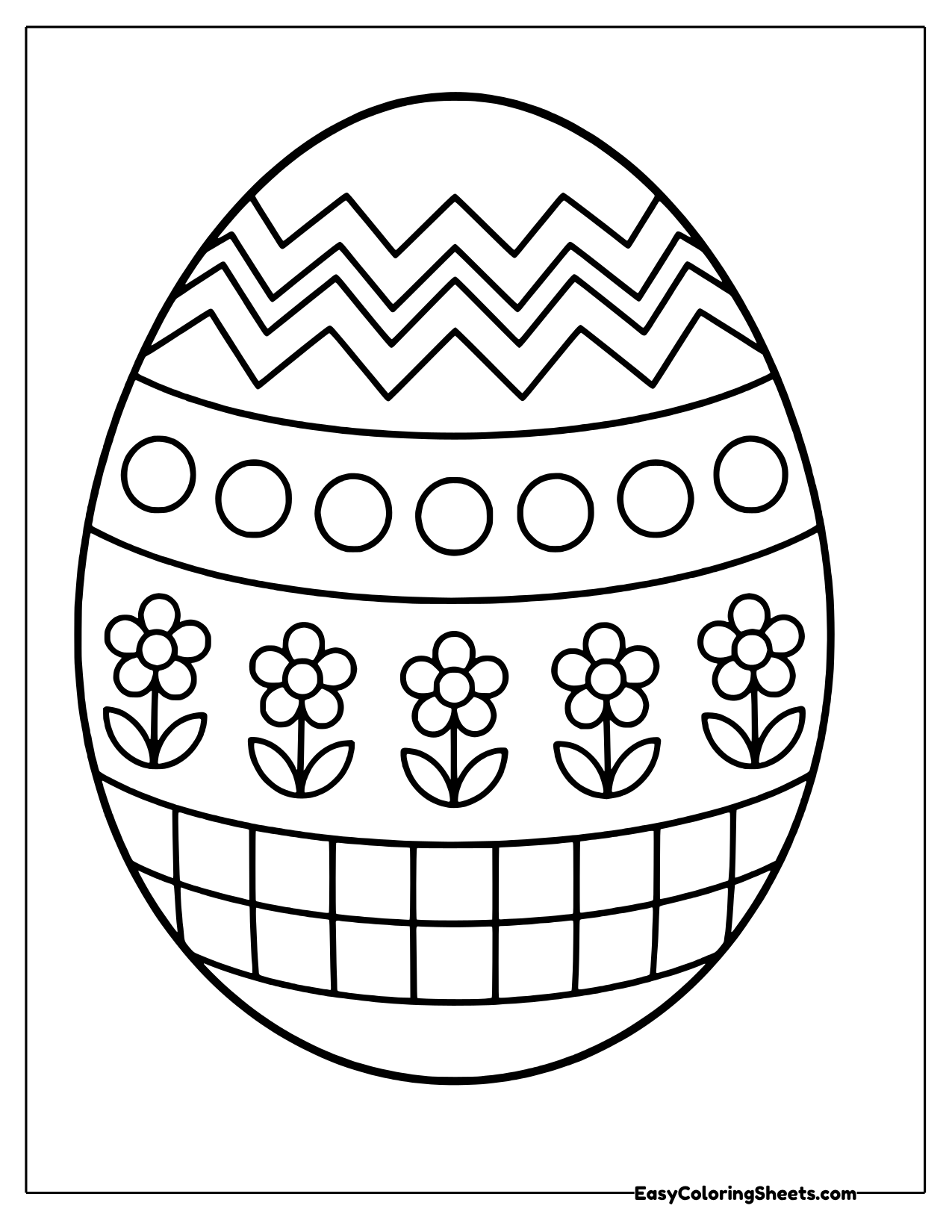 Easter egg template with chevrons and flowers