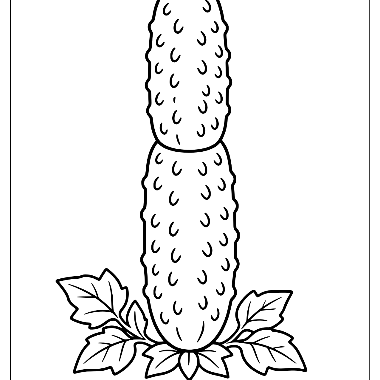 Bumpy cucumber standing upright with leaves