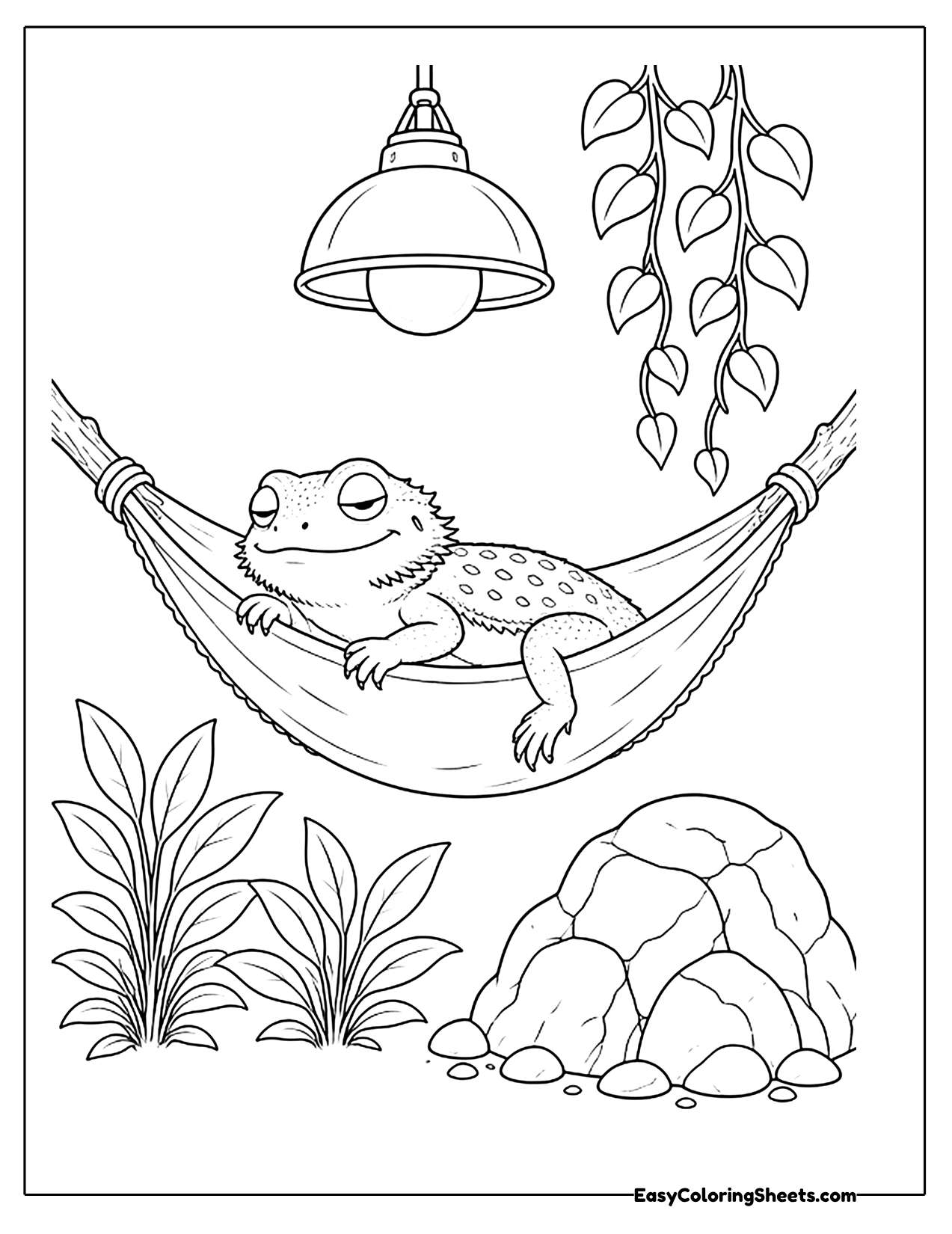 Bearded dragon resting in a hammock