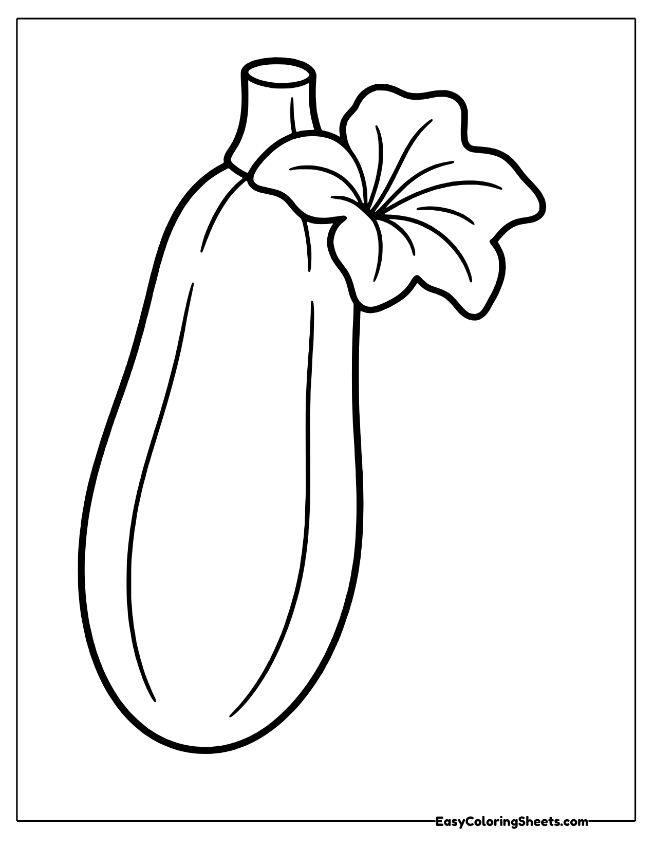 Tilted zucchini with a large yellow blossom