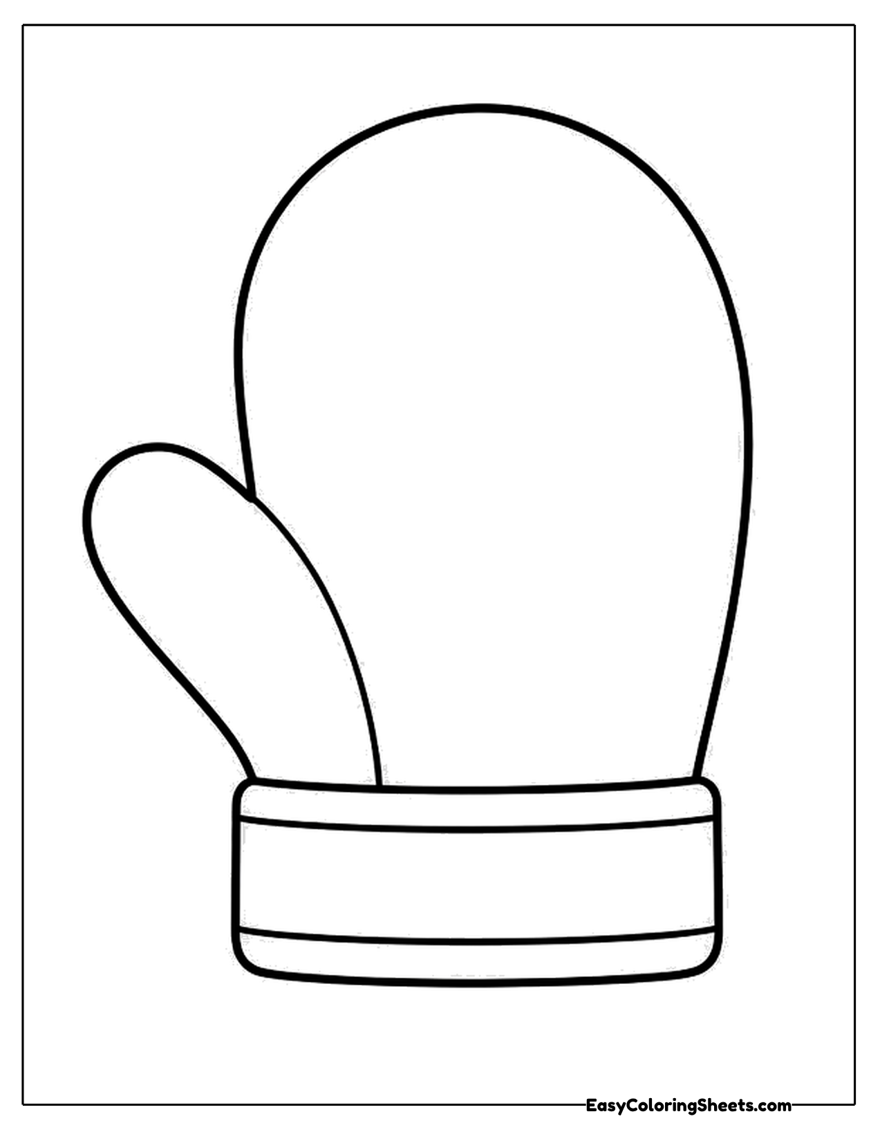 Plain mitten outline with a ribbed cuff