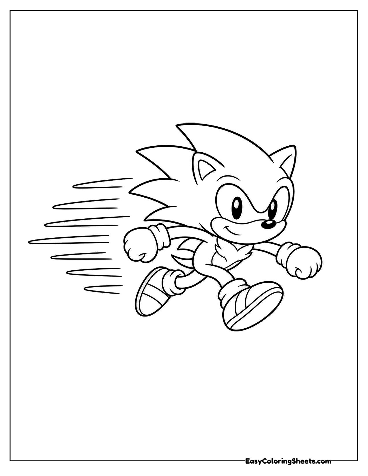Hedgehog hero racing with speed lines behind him