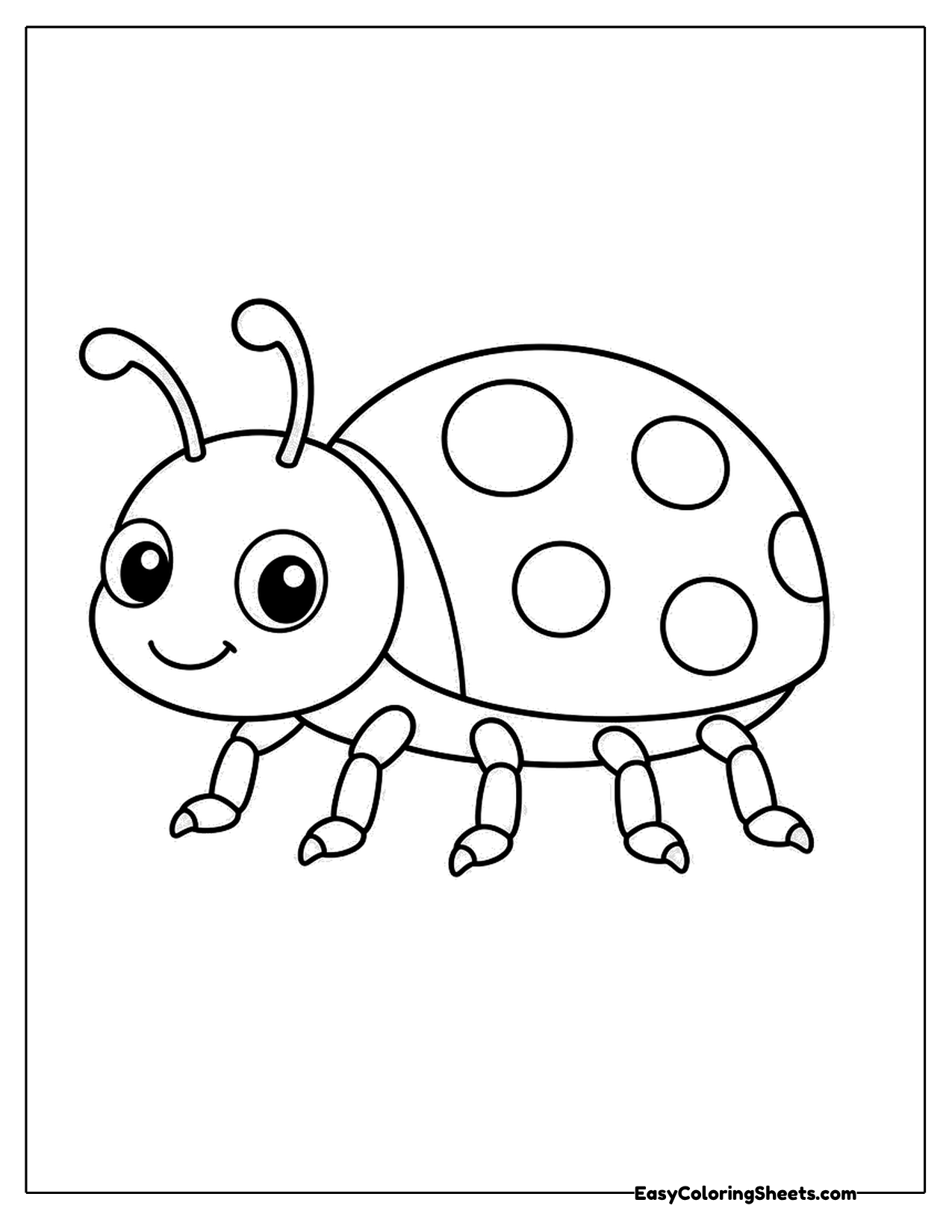 Baby ladybug with big spots and antennae