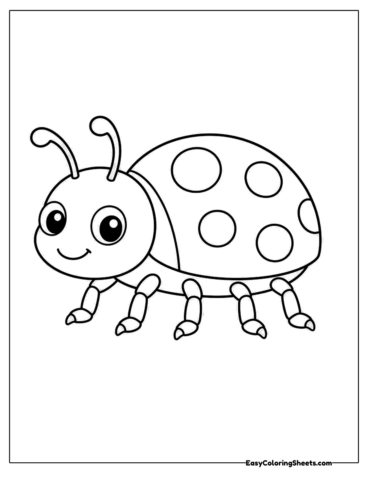Baby ladybug with big spots and antennae