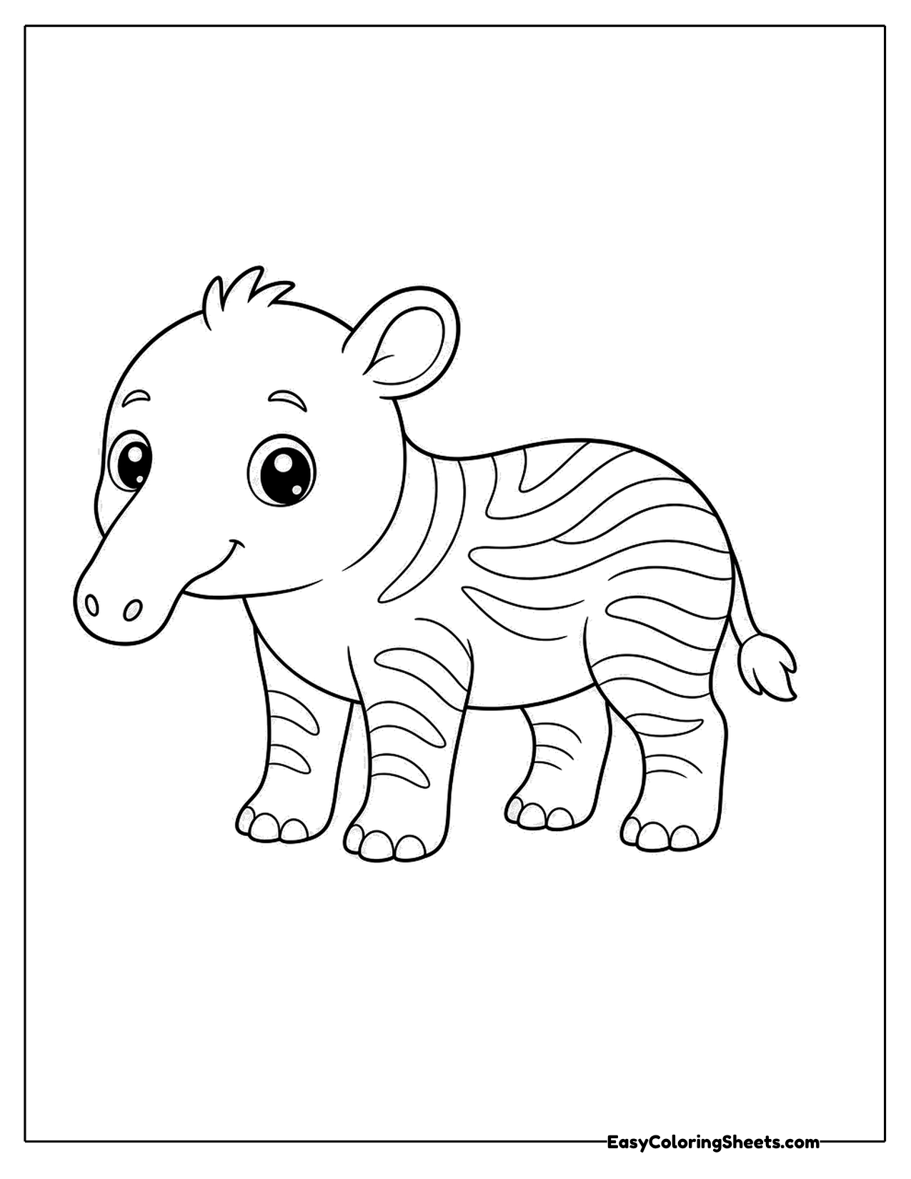 Baby tapir with stripes and spots
