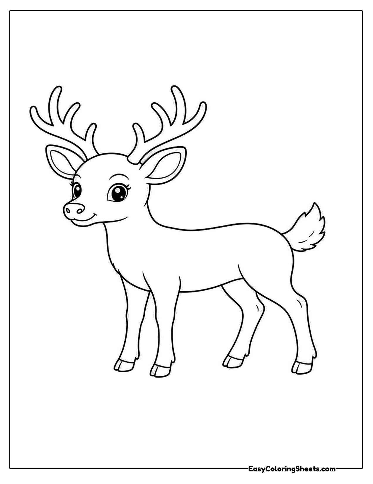Deer with antlers standing sideways