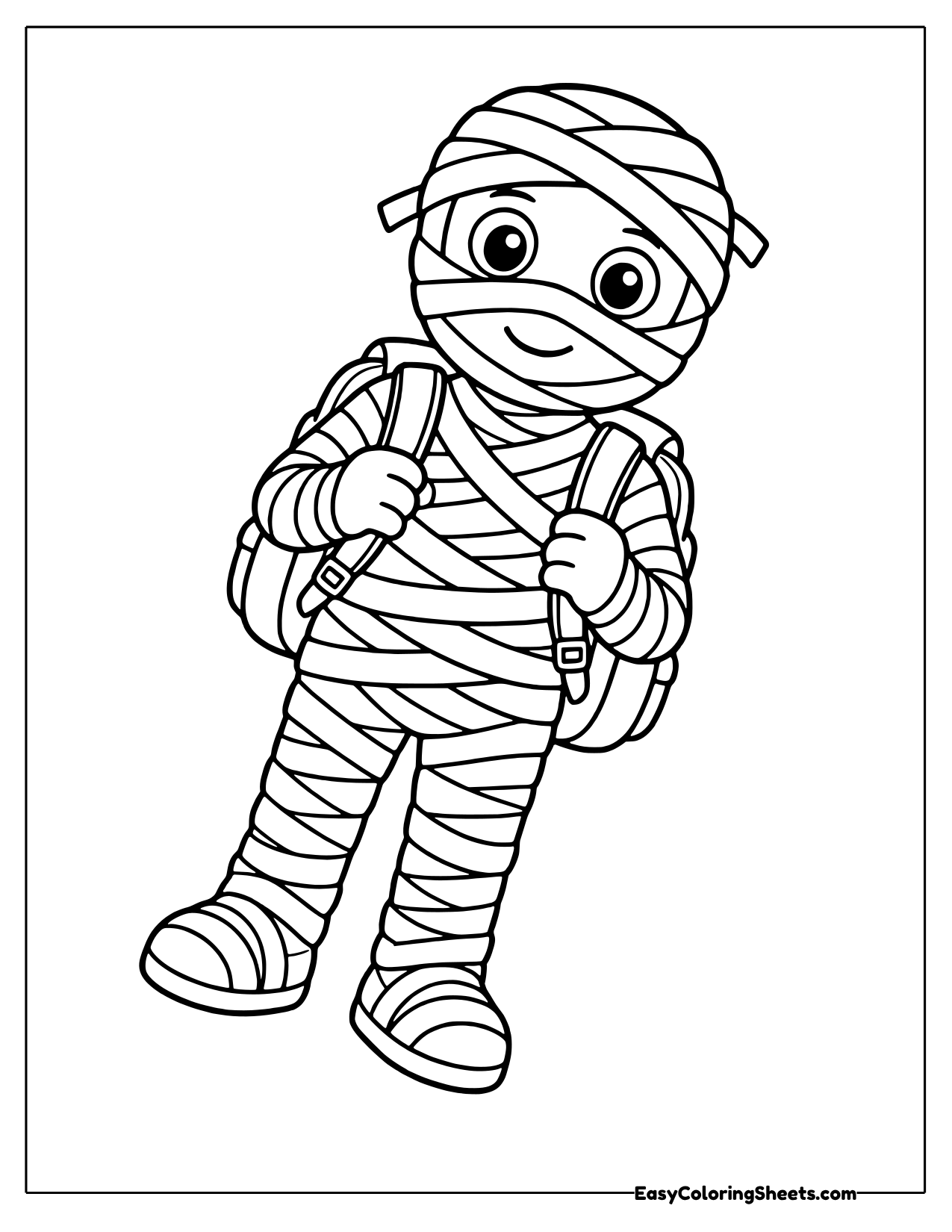 Mummy wearing a backpack