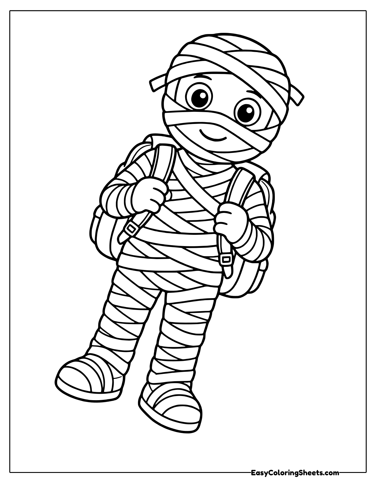 Mummy wearing a backpack