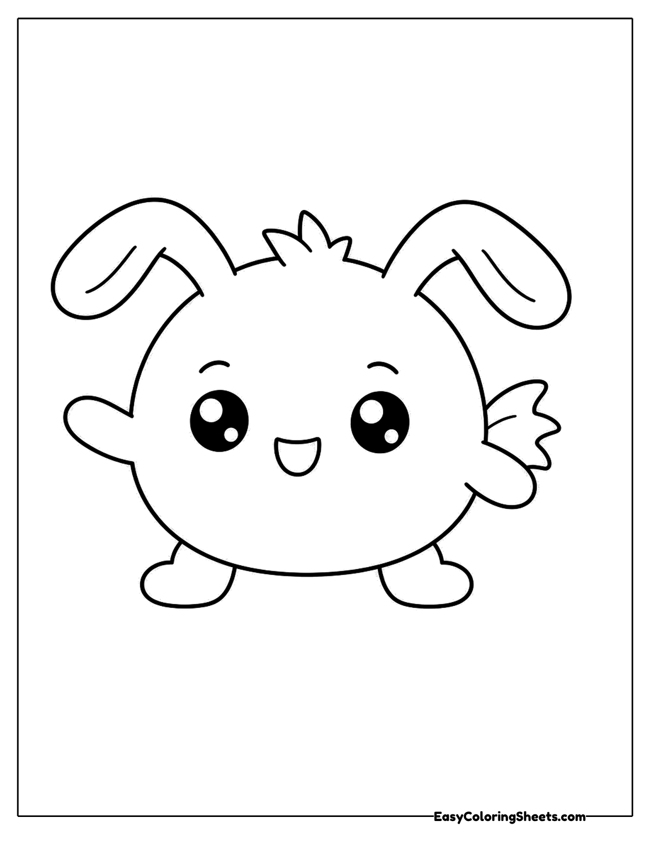 Round kawaii character with floppy bunny ears