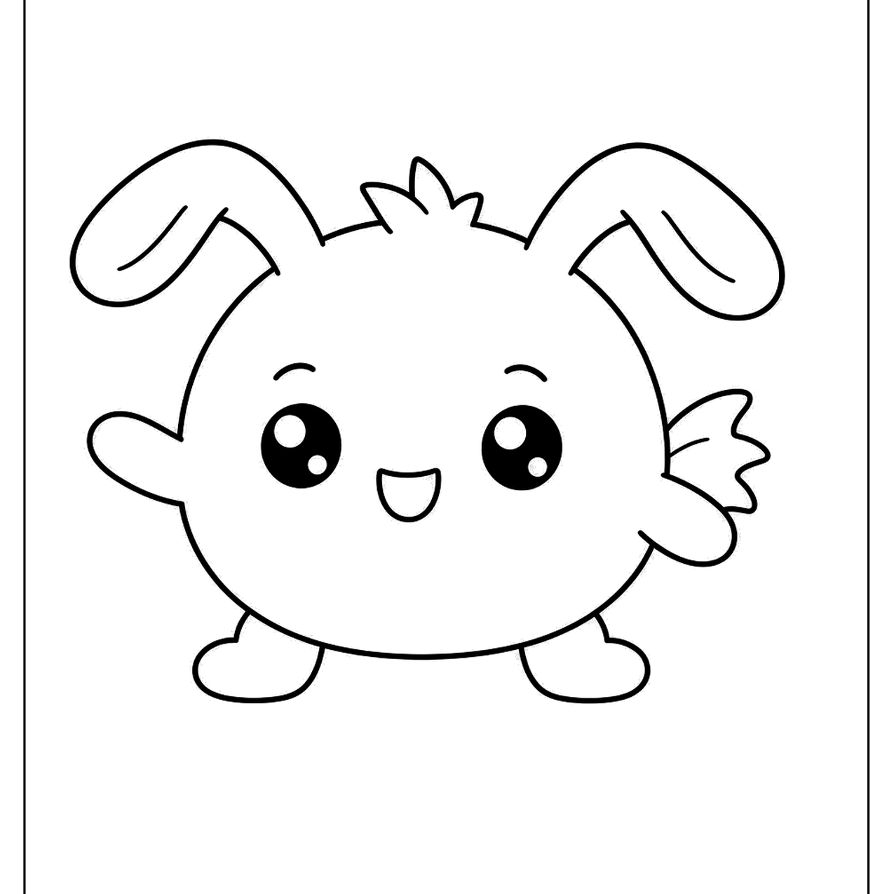 Round kawaii character with floppy bunny ears