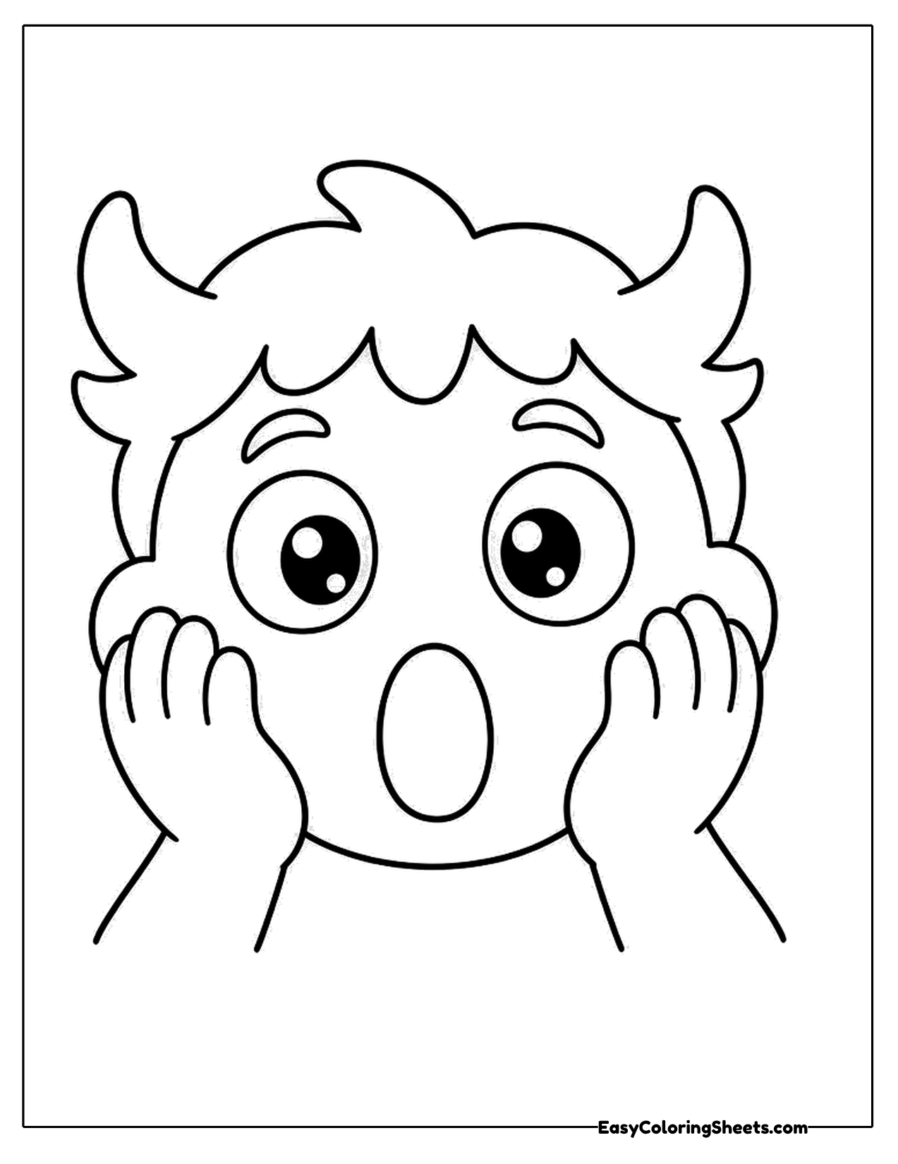 Surprised kid with hands on cheeks
