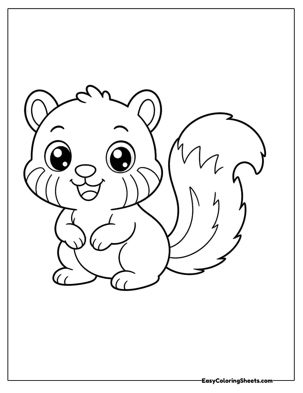 Baby chipmunk with a fluffy tail