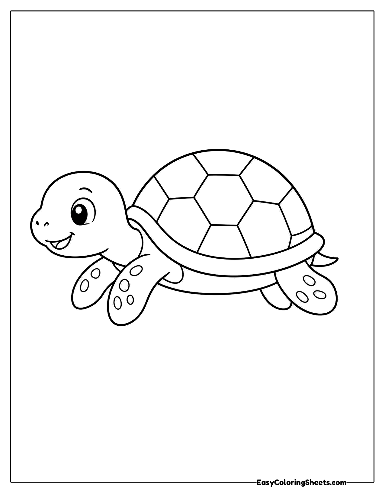 Cute turtle walking with a patterned shell