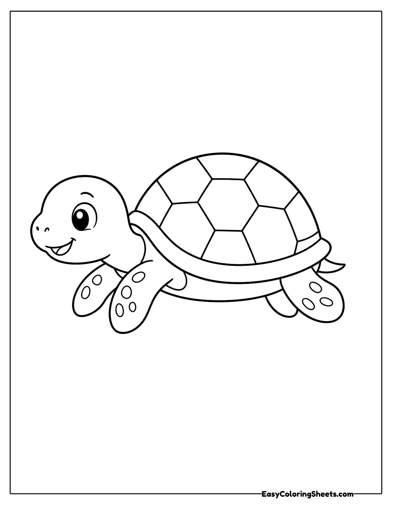 Cute turtle walking with a patterned shell