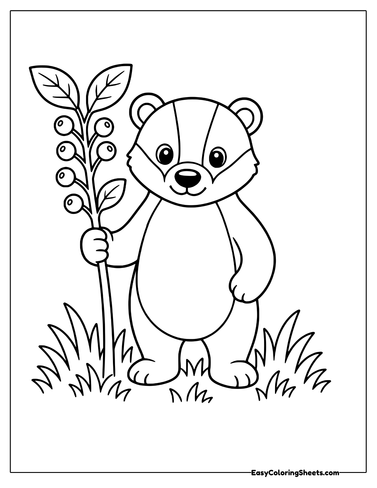 Badger holding a berry branch