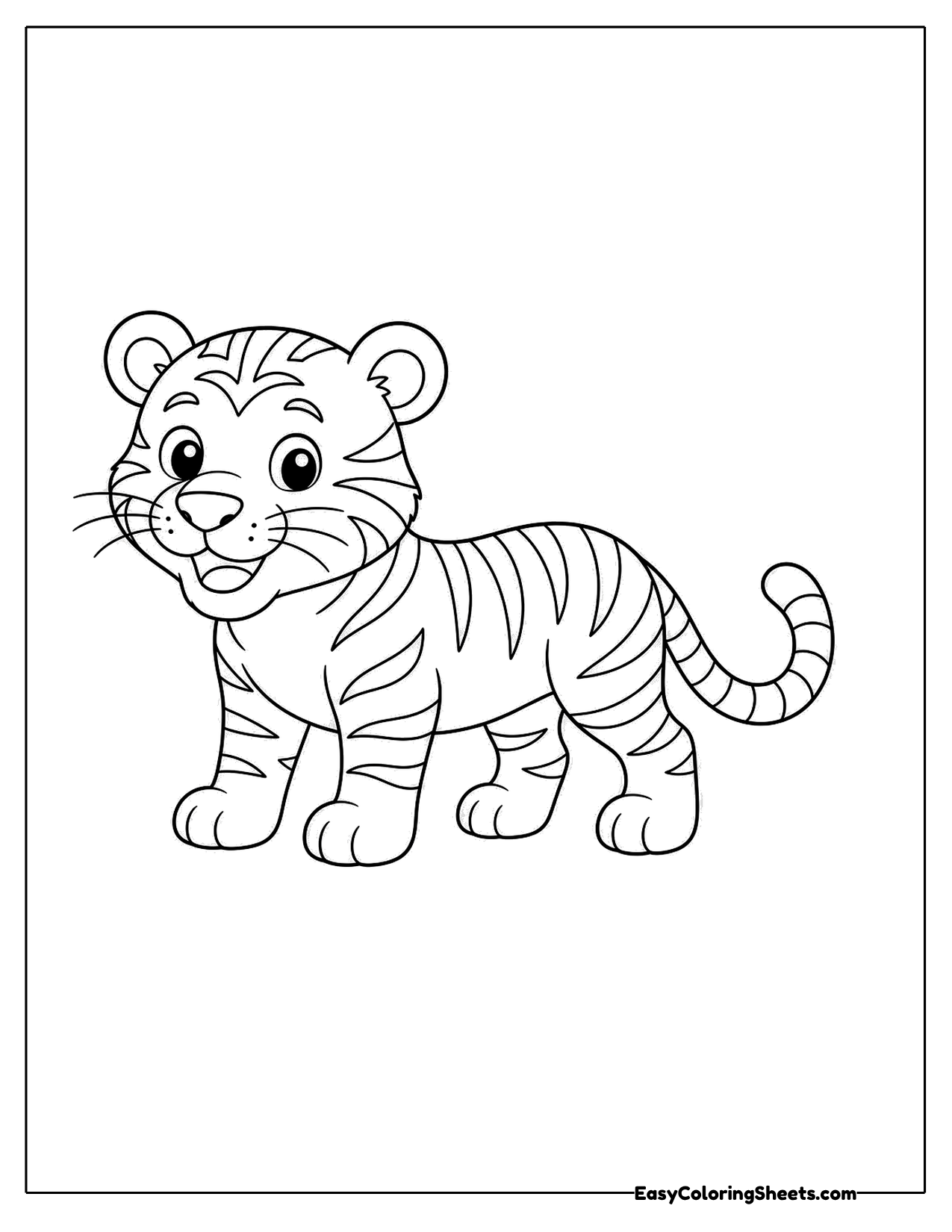 Cute tiger walking on four legs