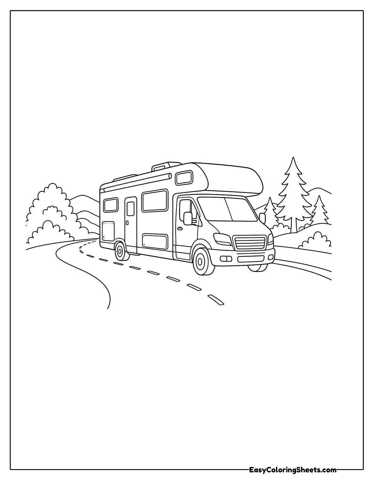 Motorhome driving down a mountain road