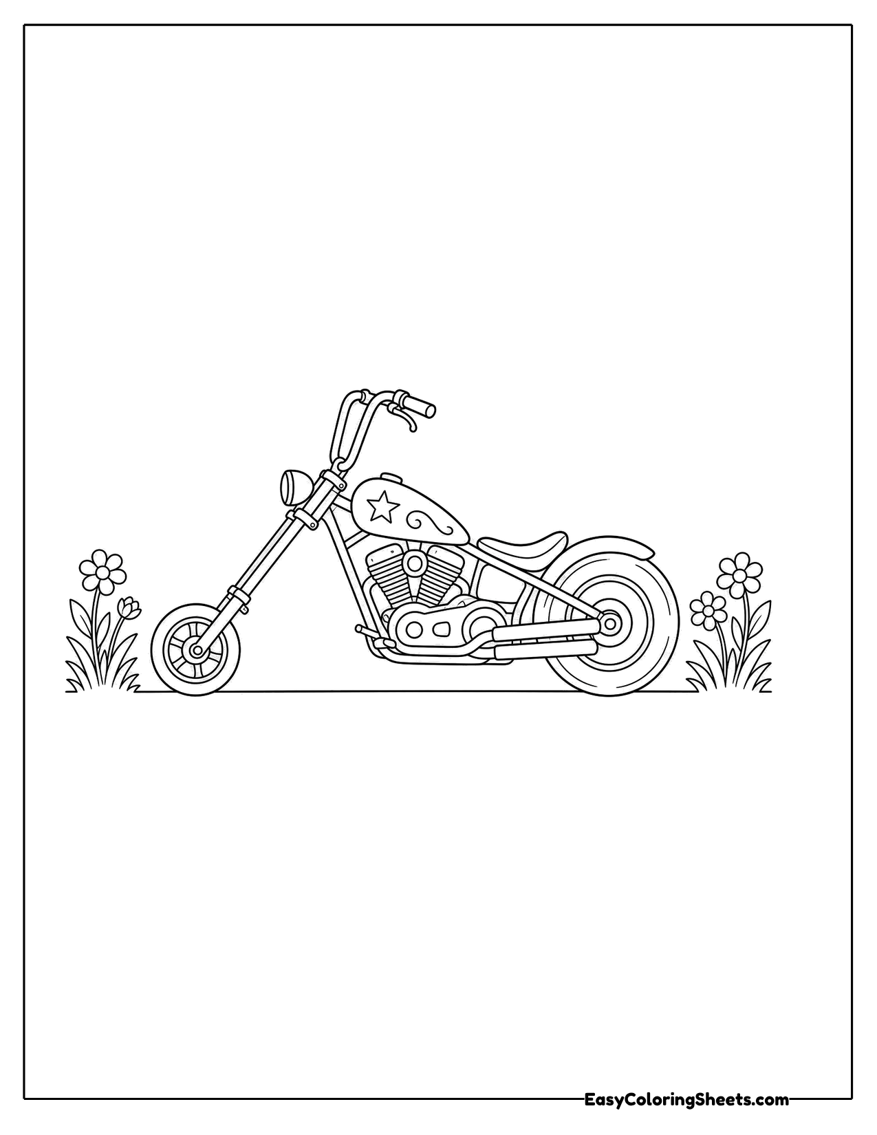 Chopper motorcycle with long front forks