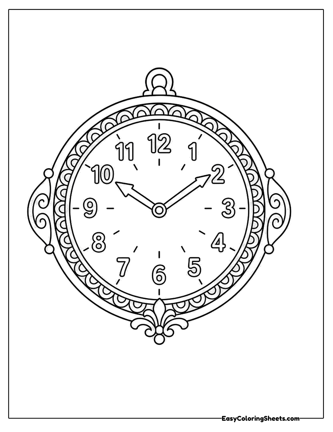 Ornate wall clock with a hanging ring