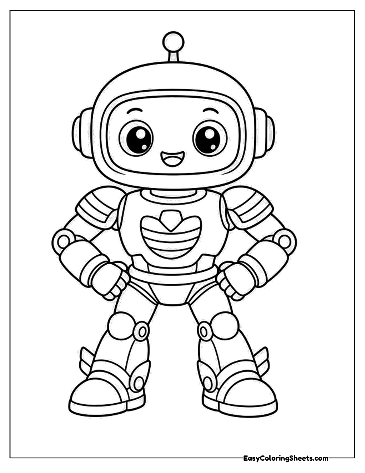 Friendly robot with a round helmet