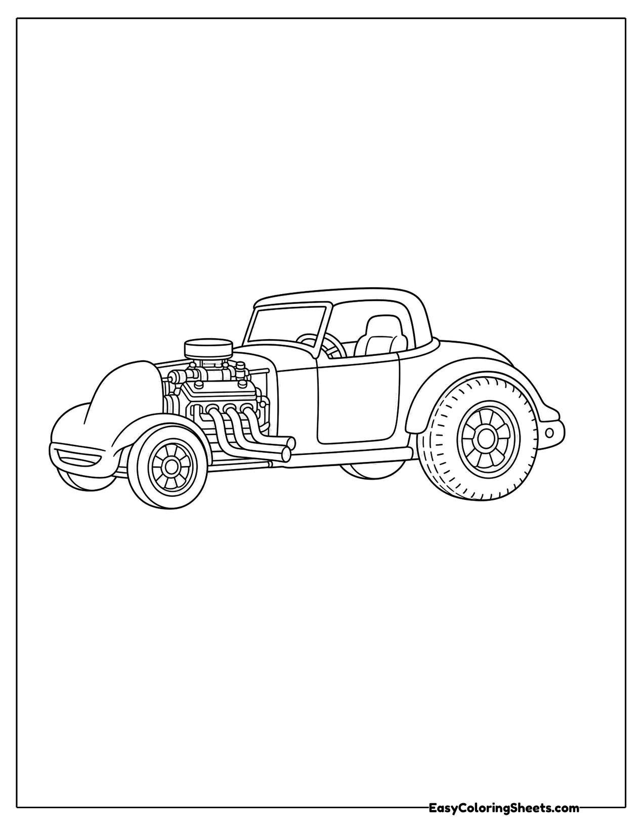 Small hot rod with an exposed engine