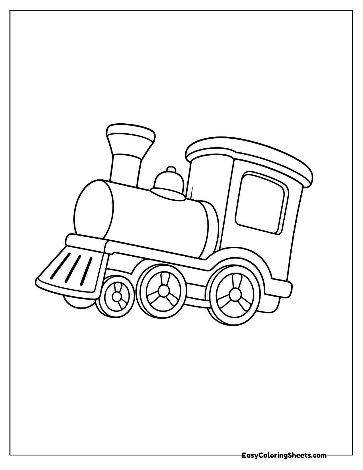 Bouncy cartoon steam engine with chunky wheels