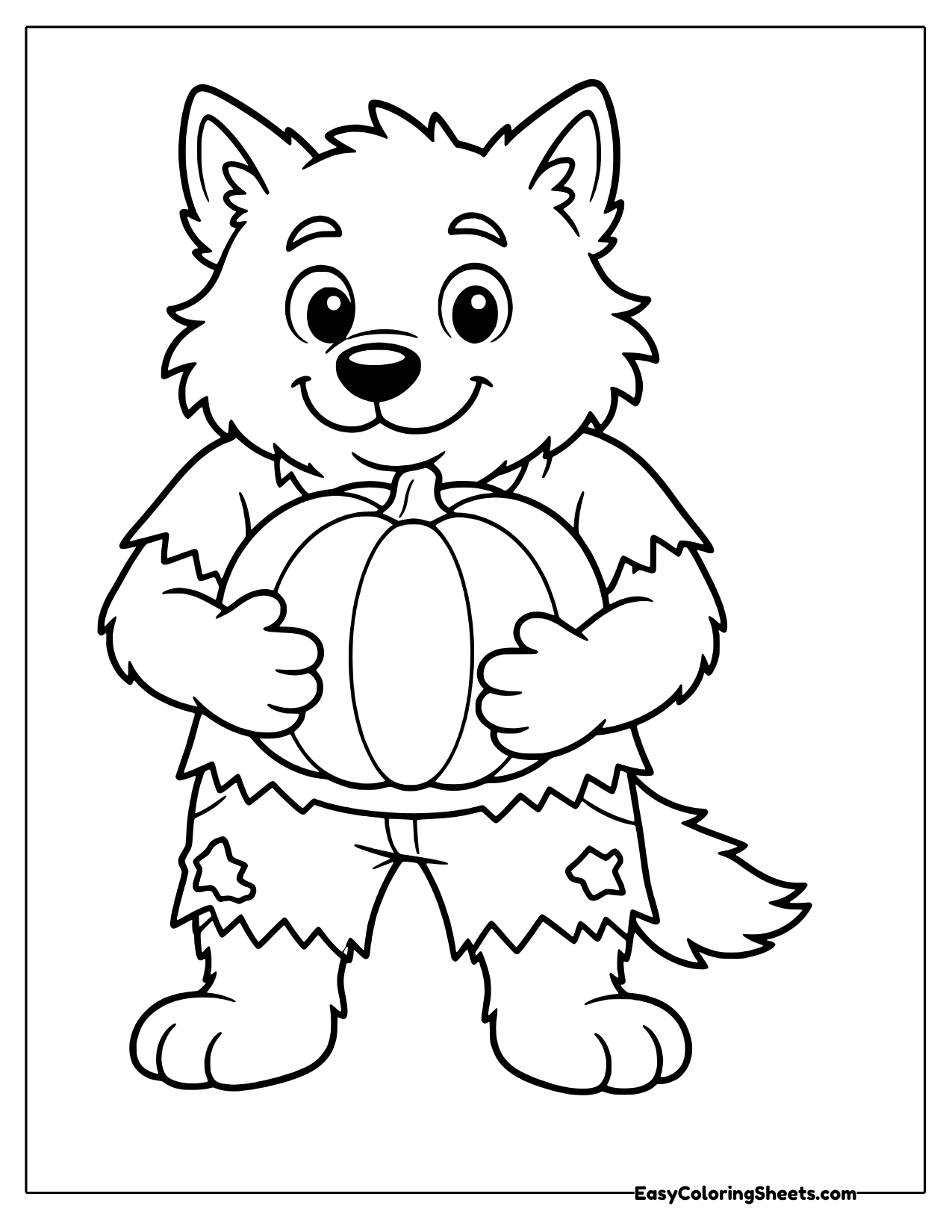 Werewolf hugging a pumpkin