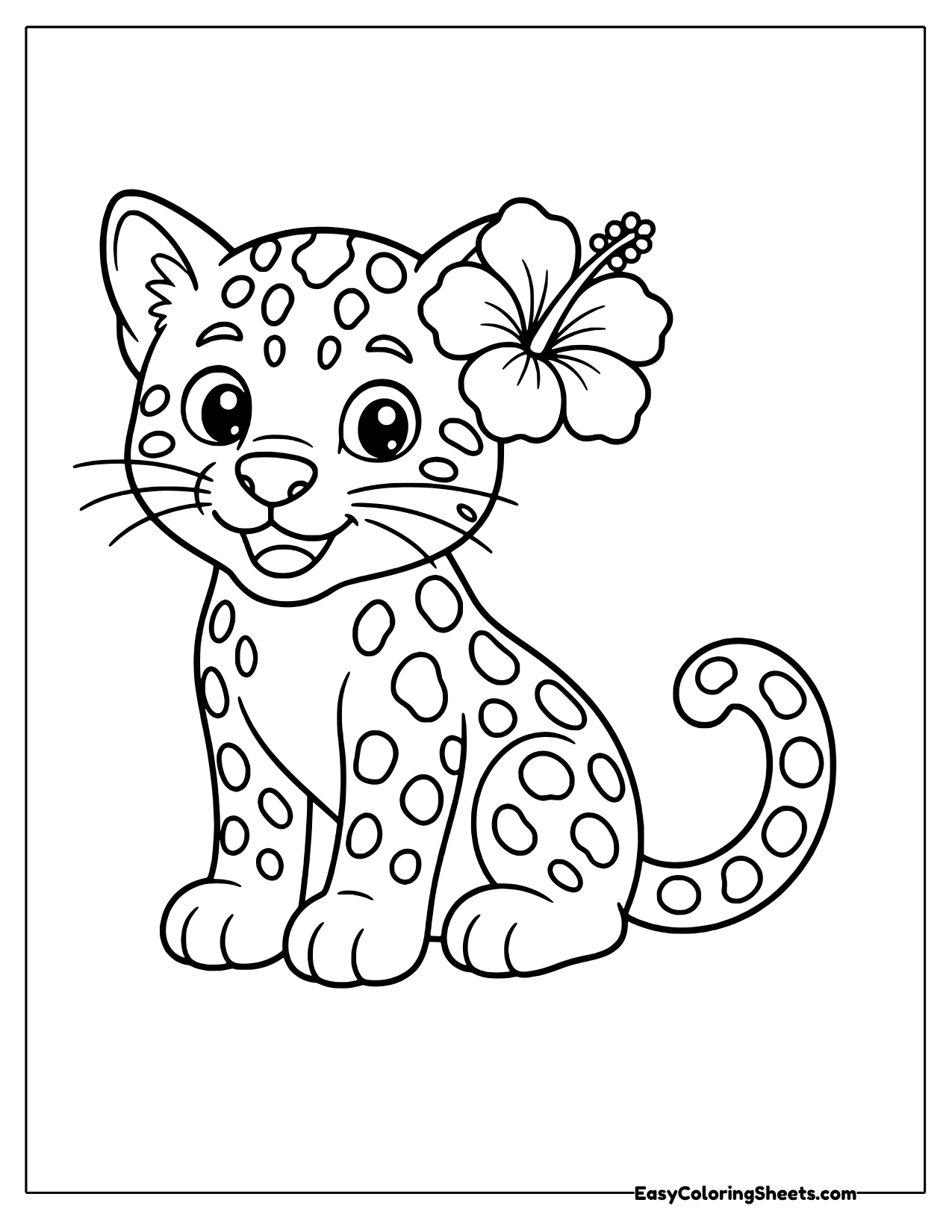 Ocelot with a hibiscus flower