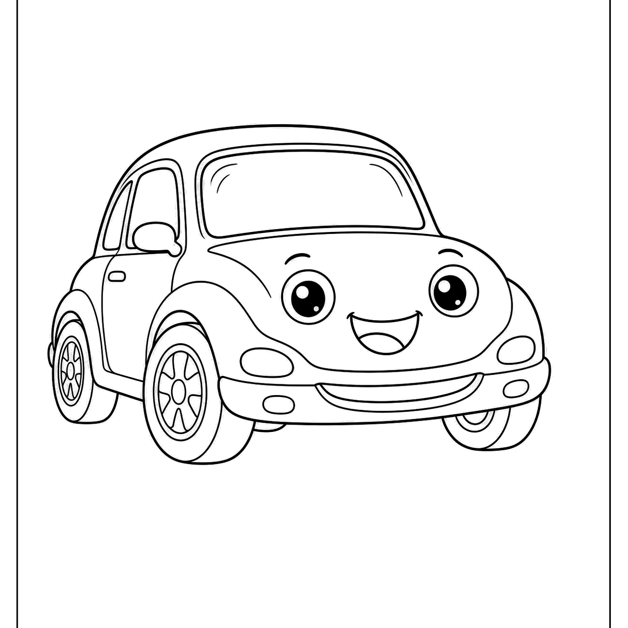 Smiling bubble car seen from a three quarter angle