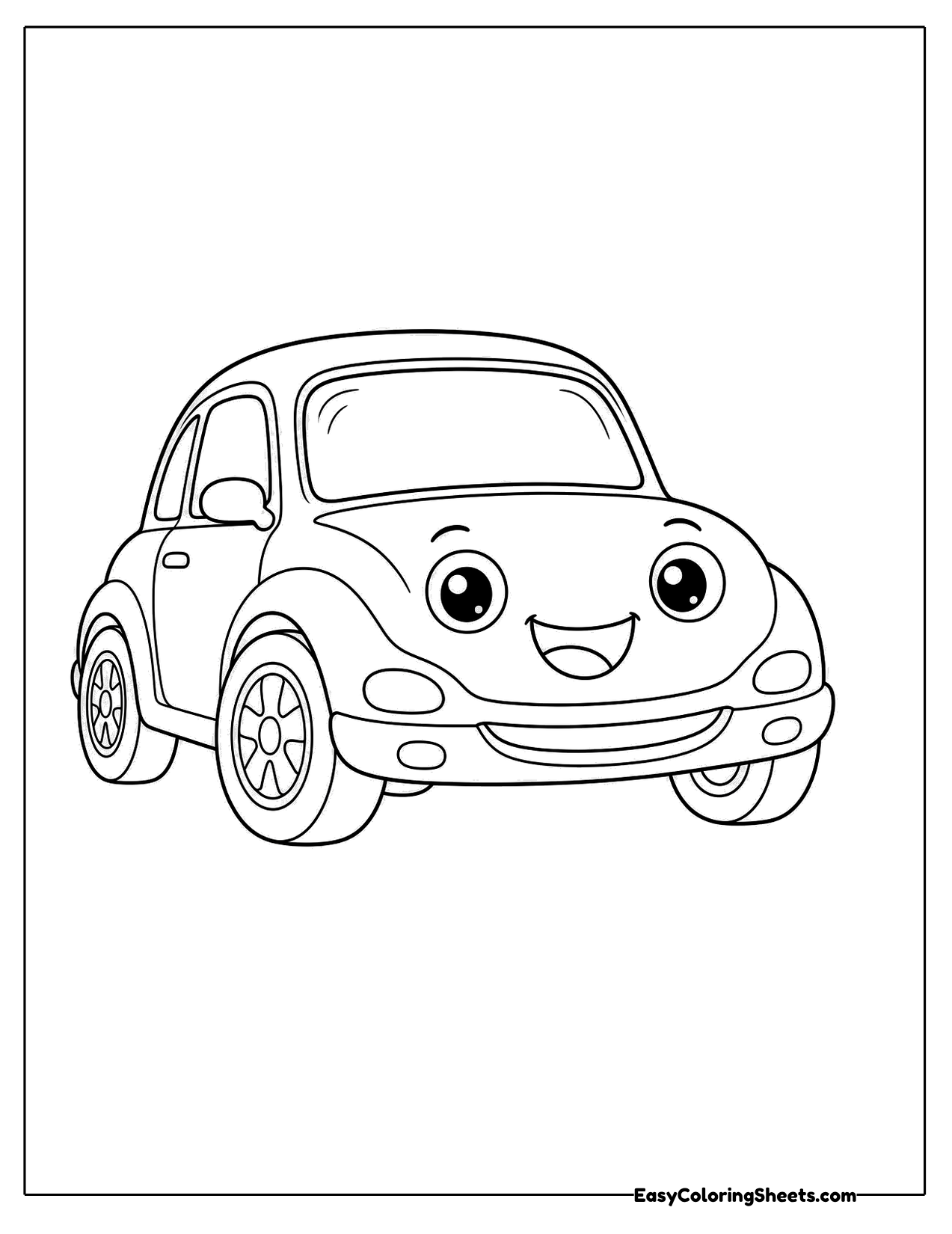 Smiling bubble car seen from a three quarter angle