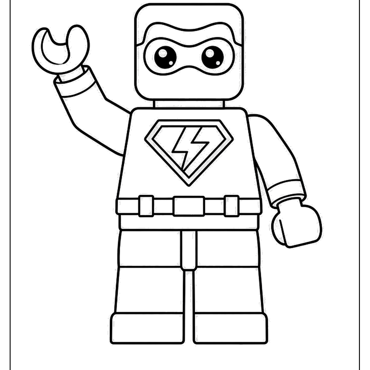 Toy brick superhero minifigure waving