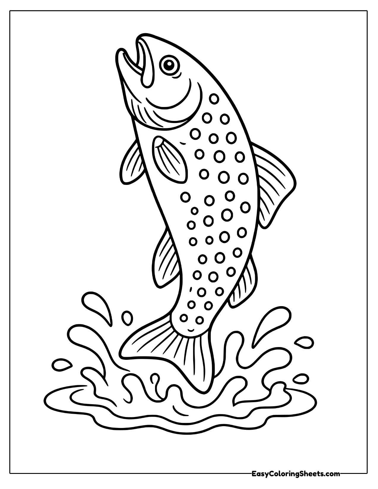 Spotted trout jumping out of a rippling stream
