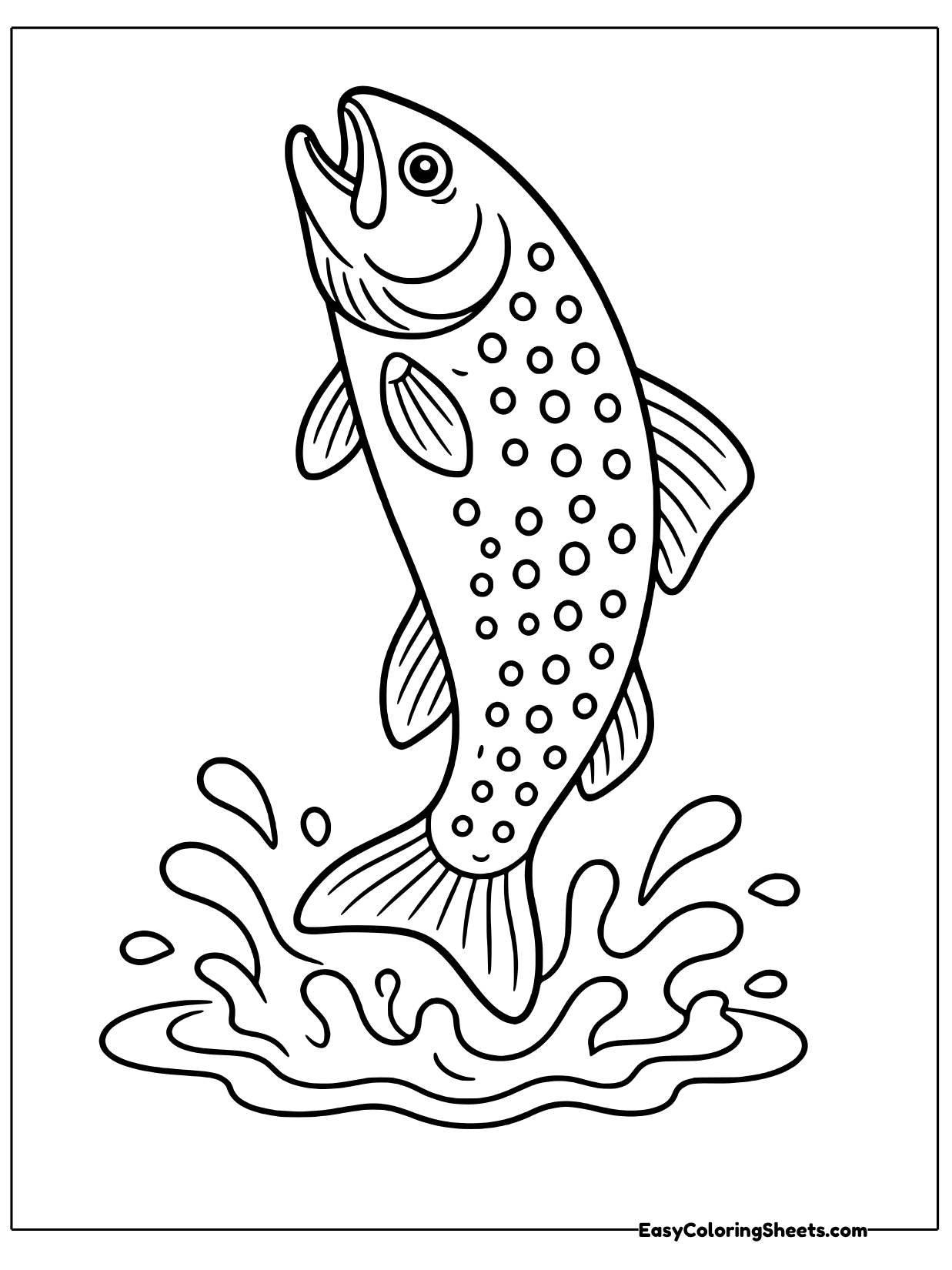 A speckled trout bursts out of the water with its tail curling and drops flying around it.