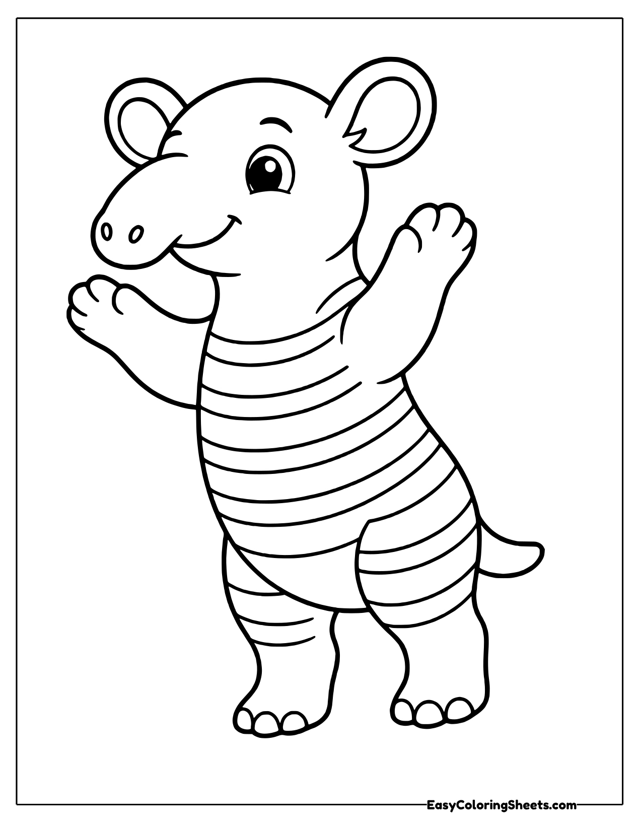 Baby tapir stretching up on its hind legs