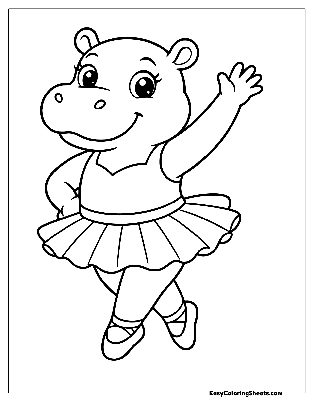 Hippo ballerina dancing in a tutu