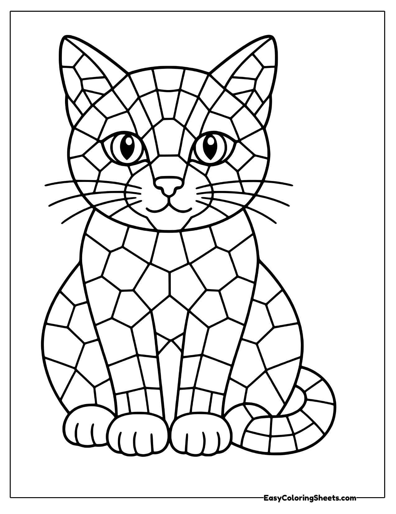 Mosaic cat sitting tall